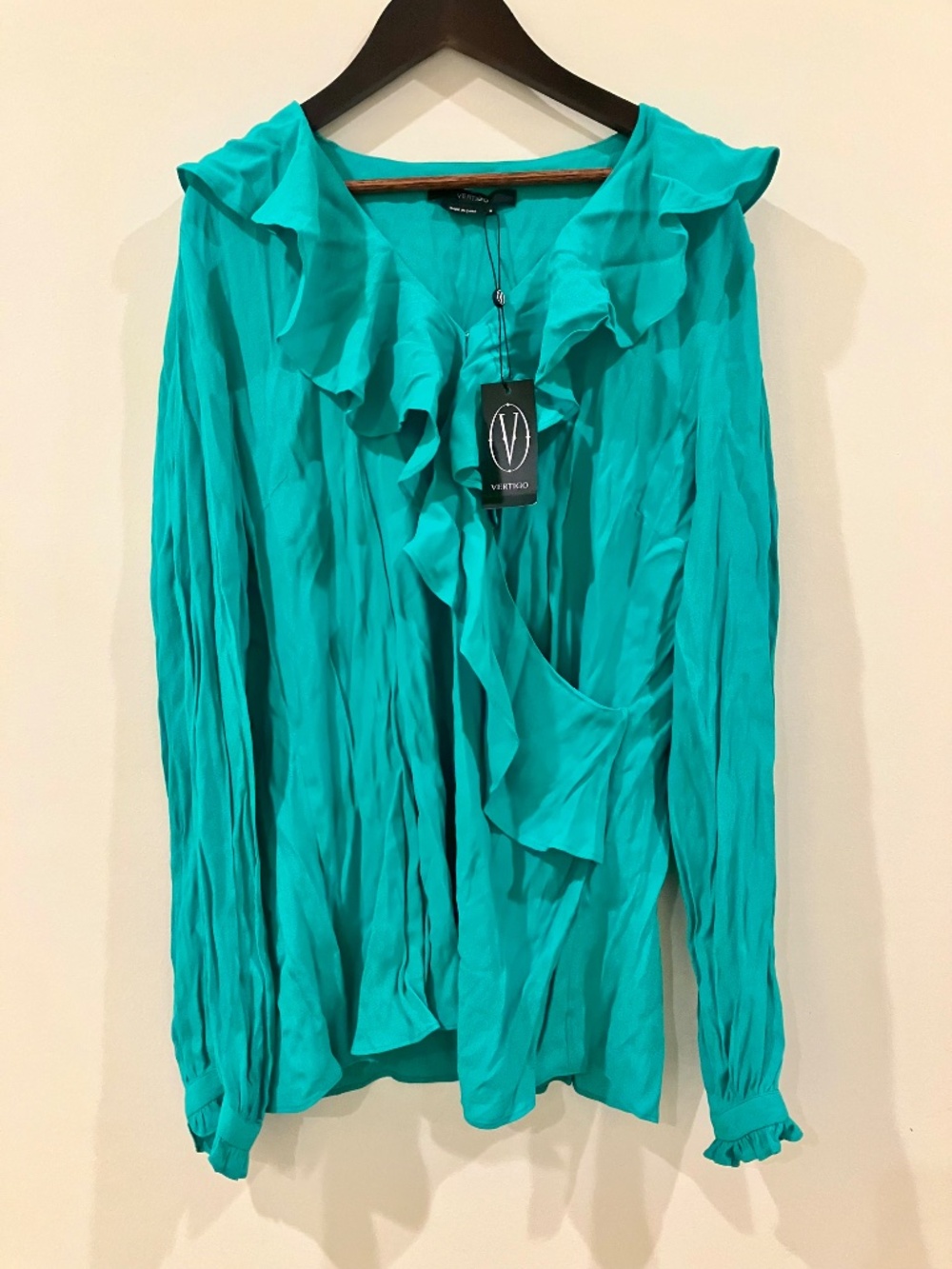 Lovely Green Vertigo Ruffled Blouse